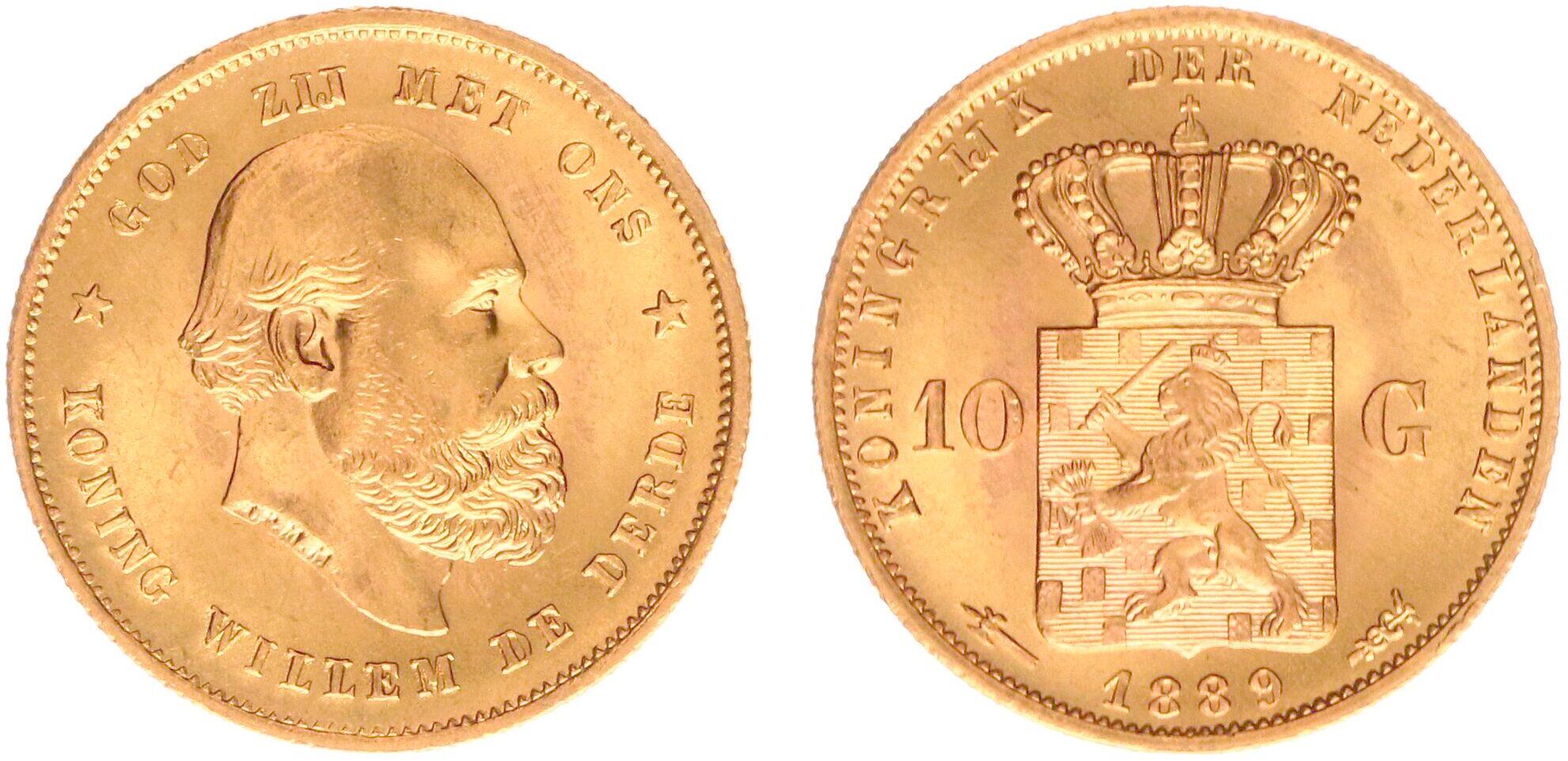 Olanda, Guglielmo 10 Gulden 1889 FDC